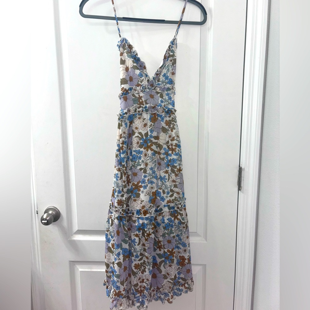 Blue Floral midi dress